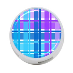 Gingham Pattern Blue Purple Shades 4-port Usb Hub (two Sides)  by Sapixe