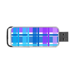 Gingham Pattern Blue Purple Shades Portable Usb Flash (one Side) by Sapixe