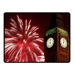 Fireworks Explode Behind The Houses Of Parliament And Big Ben On The River Thames During New Year’s Double Sided Fleece Blanket (small)  by Sapixe