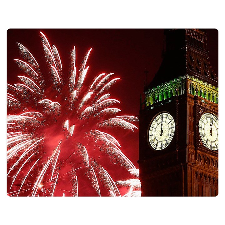 Fireworks Explode Behind The Houses Of Parliament And Big Ben On The River Thames During New Year’s Double Sided Flano Blanket (Medium) 