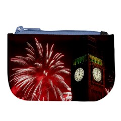 Fireworks Explode Behind The Houses Of Parliament And Big Ben On The River Thames During New Year’s Large Coin Purse