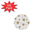 Gold Snow Flakes Snow Flake Pattern 1  Mini Buttons (100 pack)  Front