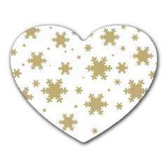 Gold Snow Flakes Snow Flake Pattern Heart Mousepads