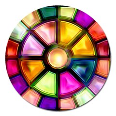 Glass Colorful Stained Glass Magnet 5  (round)