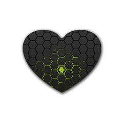 Green Android Honeycomb Gree Rubber Coaster (heart)  by Sapixe