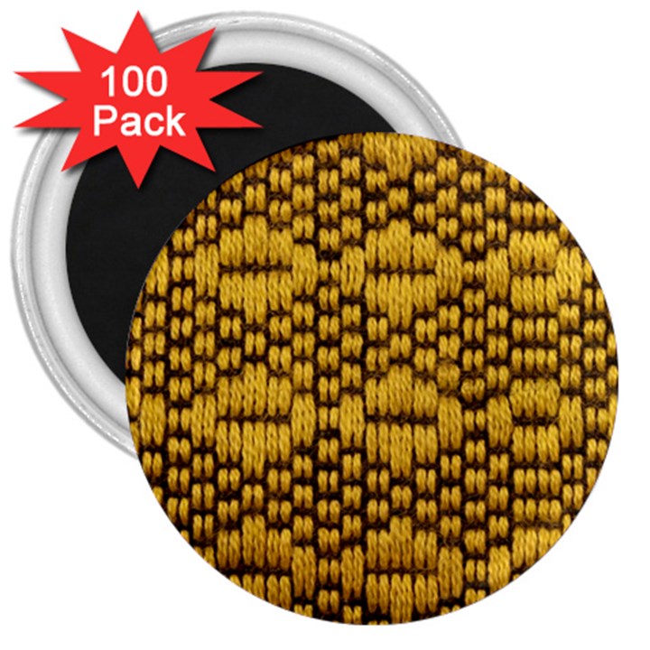 Golden Pattern Fabric 3  Magnets (100 pack)