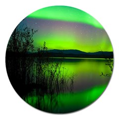 Green Northern Lights Canada Magnet 5  (round) by Sapixe