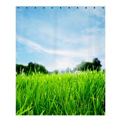 Green Landscape, Green Grass Close Up Blue Sky And White Clouds Shower Curtain 60  X 72  (medium)  by Sapixe