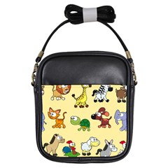 Group Of Animals Graphic Girls Sling Bags by Sapixe
