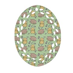Hamster Pattern Oval Filigree Ornament (two Sides) by Sapixe