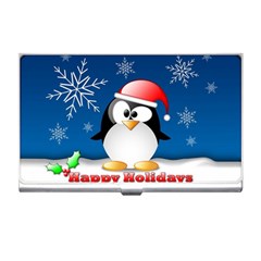 Happy Holidays Christmas Card With Penguin Business Card Holders by Sapixe