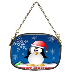 Happy Holidays Christmas Card With Penguin Chain Purses (one Side) 