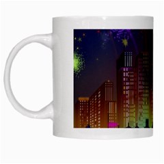 Happy Birthday Independence Day Celebration In New York City Night Fireworks Us White Mugs