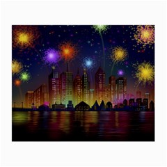 Happy Birthday Independence Day Celebration In New York City Night Fireworks Us Small Glasses Cloth (2-side) by Sapixe