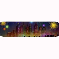 Happy Birthday Independence Day Celebration In New York City Night Fireworks Us Large Bar Mats