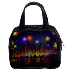 Happy Birthday Independence Day Celebration In New York City Night Fireworks Us Classic Handbags (2 Sides)