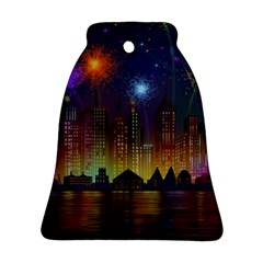 Happy Birthday Independence Day Celebration In New York City Night Fireworks Us Ornament (bell) by Sapixe