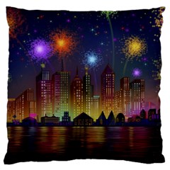 Happy Birthday Independence Day Celebration In New York City Night Fireworks Us Standard Flano Cushion Case (two Sides) by Sapixe