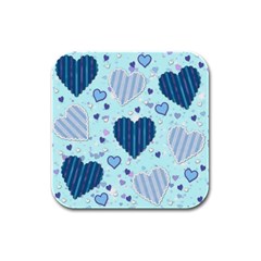 Hearts Pattern Paper Wallpaper Rubber Square Coaster (4 Pack) 