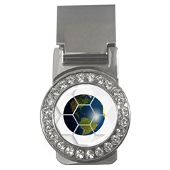 Hexagon Diamond Earth Globe Money Clips (cz) 