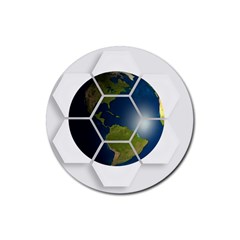 Hexagon Diamond Earth Globe Rubber Coaster (round) 
