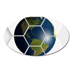 Hexagon Diamond Earth Globe Oval Magnet