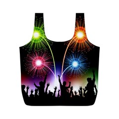 Happy New Year 2017 Celebration Animated 3d Full Print Recycle Bags (m)  by Sapixe