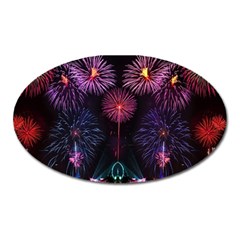 Happy New Year New Years Eve Fireworks In Australia Oval Magnet