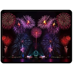 Happy New Year New Years Eve Fireworks In Australia Double Sided Fleece Blanket (large)  by Sapixe
