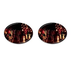 Holiday Lights Christmas Yard Decorations Cufflinks (oval) by Sapixe