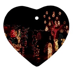 Holiday Lights Christmas Yard Decorations Heart Ornament (two Sides) by Sapixe