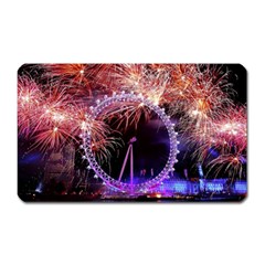 Happy New Year Clock Time Fireworks Pictures Magnet (rectangular)