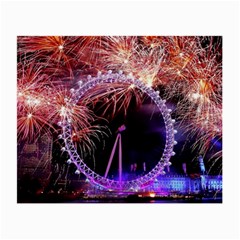 Happy New Year Clock Time Fireworks Pictures Small Glasses Cloth (2-side) by Sapixe