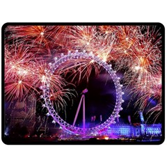Happy New Year Clock Time Fireworks Pictures Double Sided Fleece Blanket (large) 