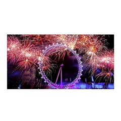 Happy New Year Clock Time Fireworks Pictures Satin Wrap