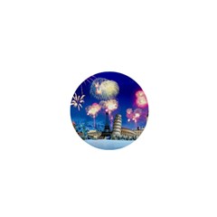 Happy New Year Celebration Of The New Year Landmarks Of The Most Famous Cities Around The World Fire 1  Mini Buttons