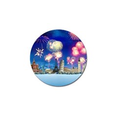 Happy New Year Celebration Of The New Year Landmarks Of The Most Famous Cities Around The World Fire Golf Ball Marker (4 Pack) by Sapixe