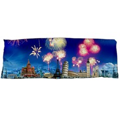 Happy New Year Celebration Of The New Year Landmarks Of The Most Famous Cities Around The World Fire Body Pillow Case (dakimakura) by Sapixe