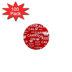 Keep Calm And Carry On 1  Mini Magnets (100 Pack)  by Sapixe