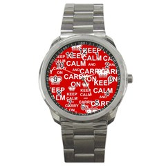 Keep Calm And Carry On Sport Metal Watch by Sapixe
