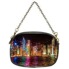 Light Water Cityscapes Night Multicolor Hong Kong Nightlights Chain Purses (one Side)  by Sapixe
