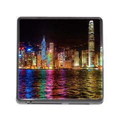 Light Water Cityscapes Night Multicolor Hong Kong Nightlights Memory Card Reader (square)