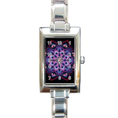 Mandala Circular Pattern Rectangle Italian Charm Watch by Sapixe