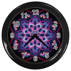 Mandala Circular Pattern Wall Clocks (black)