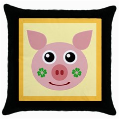 Luck Lucky Pig Pig Lucky Charm Throw Pillow Case (black) by Sapixe