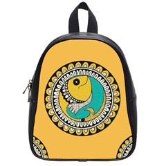 Madhubani Fish Indian Ethnic Pattern School Bag (small)