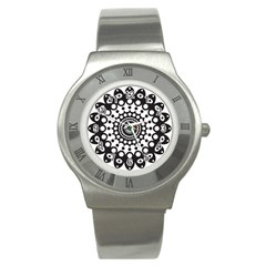 Mandala Geometric Symbol Pattern Stainless Steel Watch