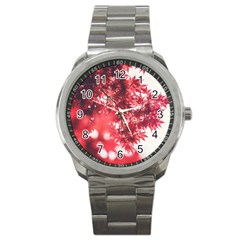 Maple Leaves Red Autumn Fall Sport Metal Watch