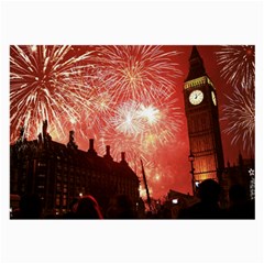 London Celebration New Years Eve Big Ben Clock Fireworks Large Glasses Cloth (2-side) by Sapixe