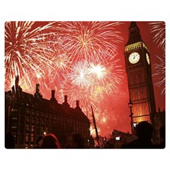 London Celebration New Years Eve Big Ben Clock Fireworks Double Sided Flano Blanket (medium) 